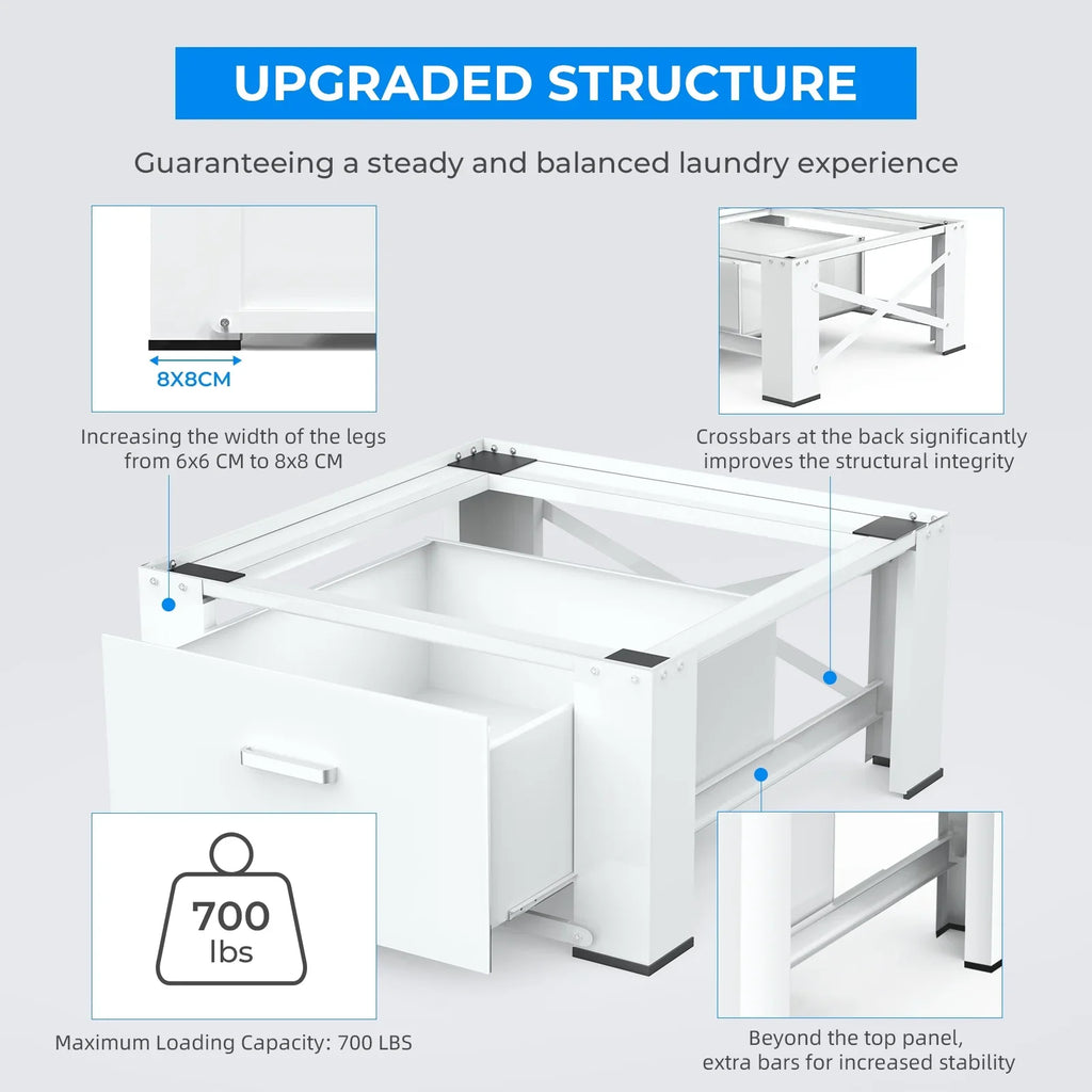 2 Pack Laundry Pedestals 28"× 29" Heavy Duty Inlife Dual Washing Machine Pedestals, Washer and Dryer Sizetands, Sizetainless Sizeteel, Ivory