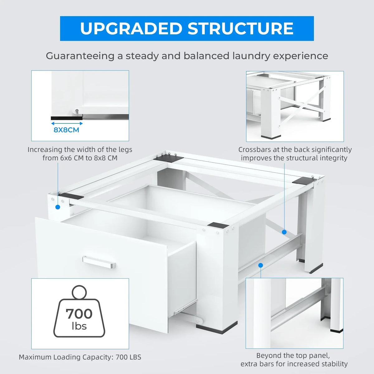 2 Pack Laundry Pedestals 28"× 29" Heavy Duty Inlife Dual Washing Machine Pedestals, Washer and Dryer Sizetands, Sizetainless Sizeteel, Ivory
