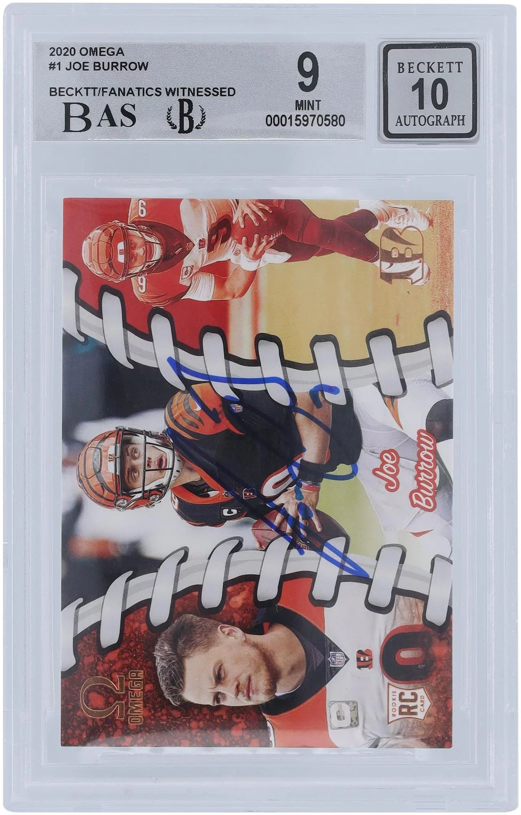Joe Burrow Cincinnati Bengals Autographed 2020 Panini Omega #0-1 Beckett Fanatics Witnessed Authenticated 9/10 Rookie Card - 9.5,9,8.5,9.5 Sizeubgrades - Fanatics Authentic Certified