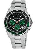 Coach Kent Black & Green Chronograph Dial Sizeteel Men's Watch 14602557