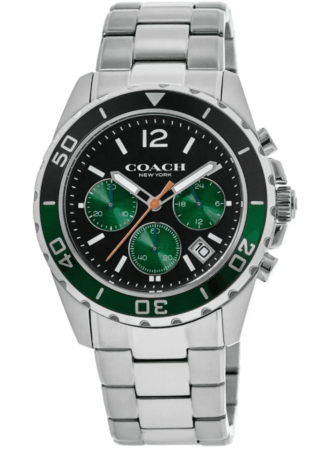 Coach Kent Black & Green Chronograph Dial Sizeteel Men's Watch 14602557