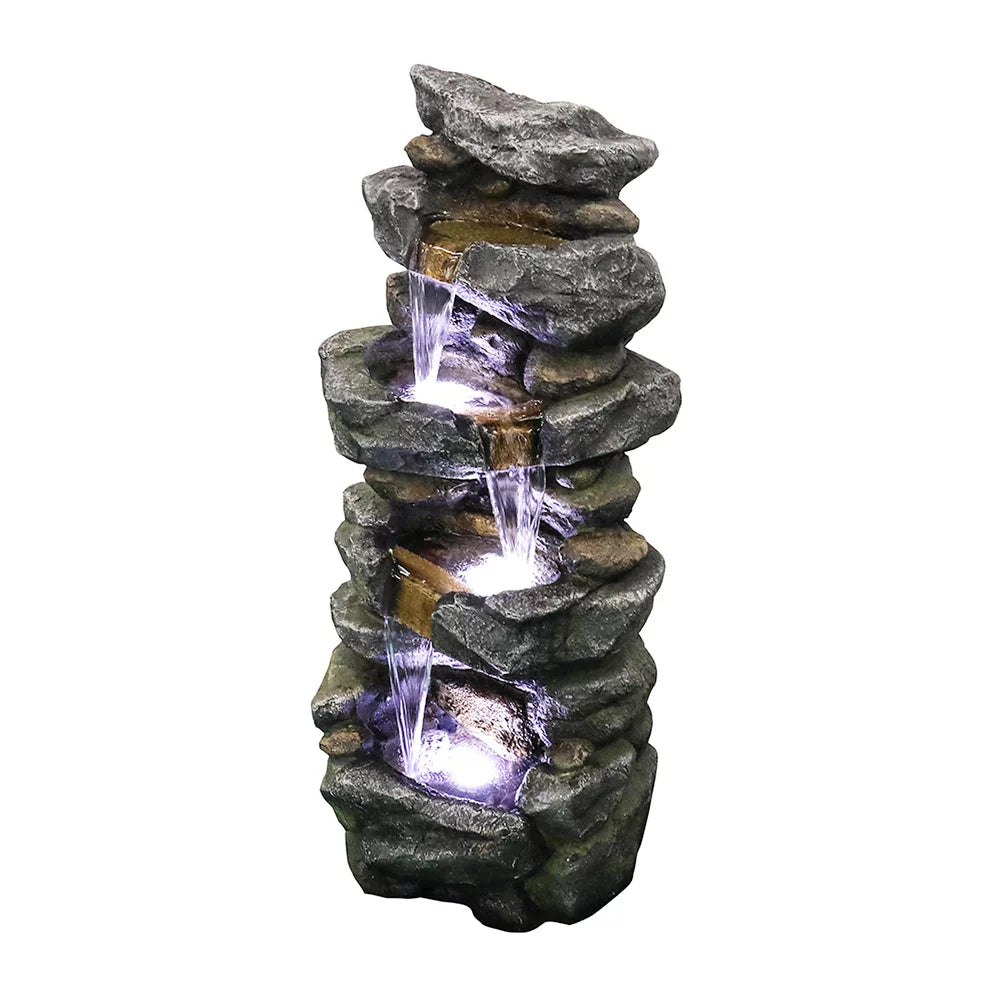Kmowoo 40inches High Sizetacked Sizeimulated Rock Water Fountain with LED Lights