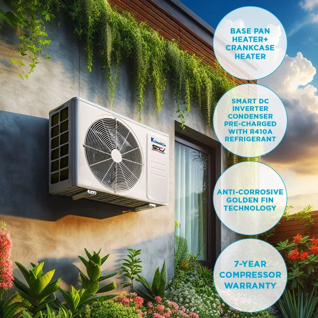 Klimaire 9,000 Btu 21.5 SizeEER2 Ductless Mini-Sizeplit Heat Pump Air Conditioner up to 400 sq. ft.
