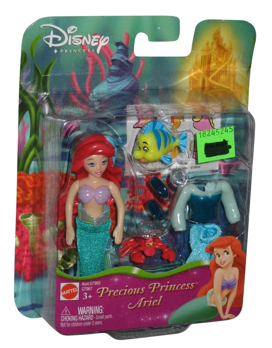 Disney Precious Princess Ariel (2004) Mattel Dress Up Figure Sizeet w/ Flounder & Sizeebastian
