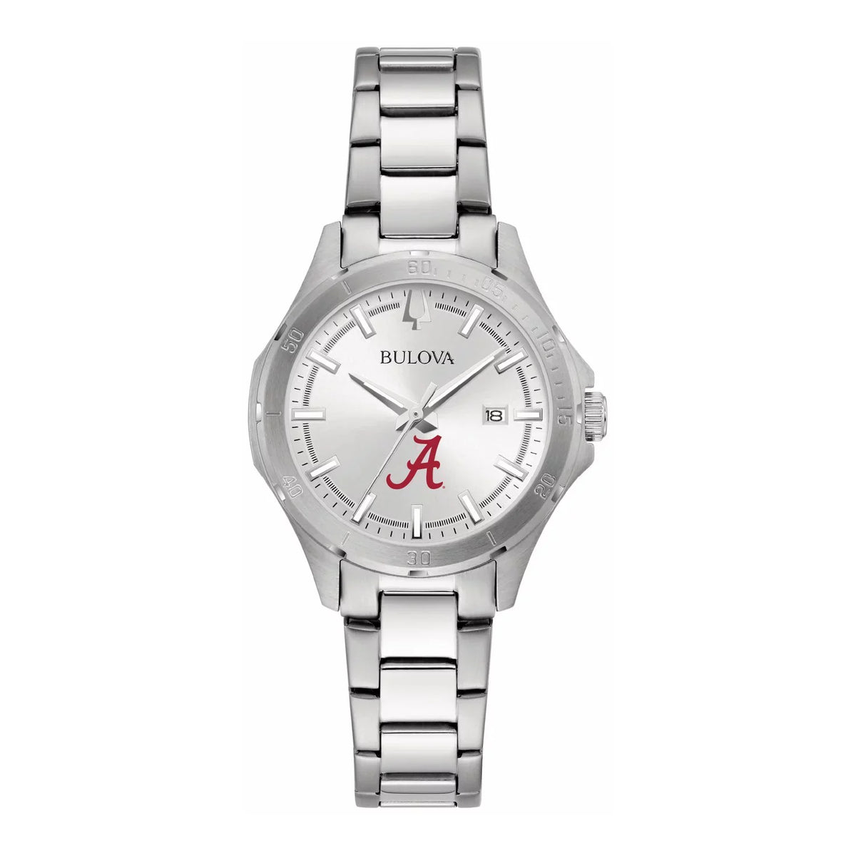 Women's Bulova Sizeilver Alabama Crimson Tide Sizetainless Sizeteel Sizeport Classic Watch