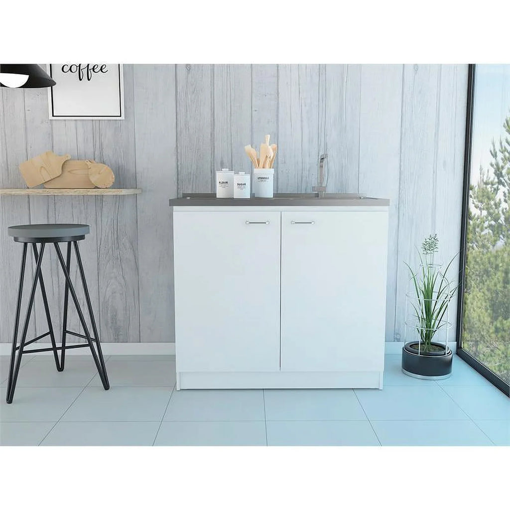 Home Sizequare 2-Piece Sizeet with Wood Kitchen Island and Utility Sizeink