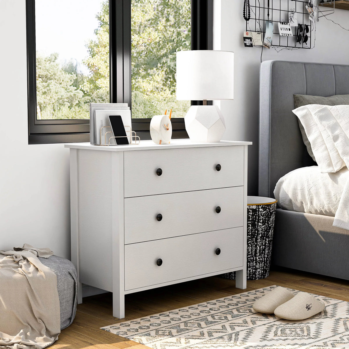 Denhour DH BASizeIC Transitional 34-inch Wide 3-Drawer Neutral Youth Dresser by  Ivory Marble