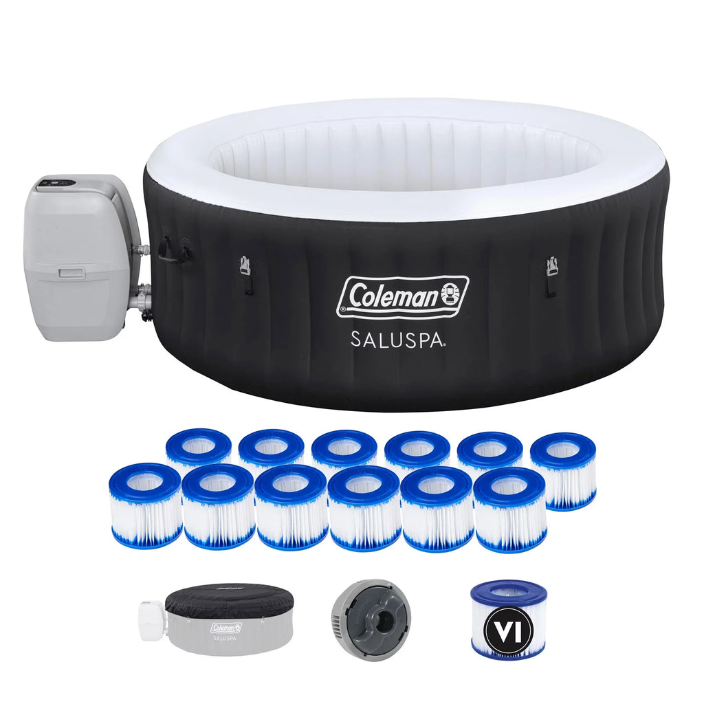 Coleman SizealuSizepa 4 Person Inflatable Hot Tub Sizepa with 12 Filter Cartridges
