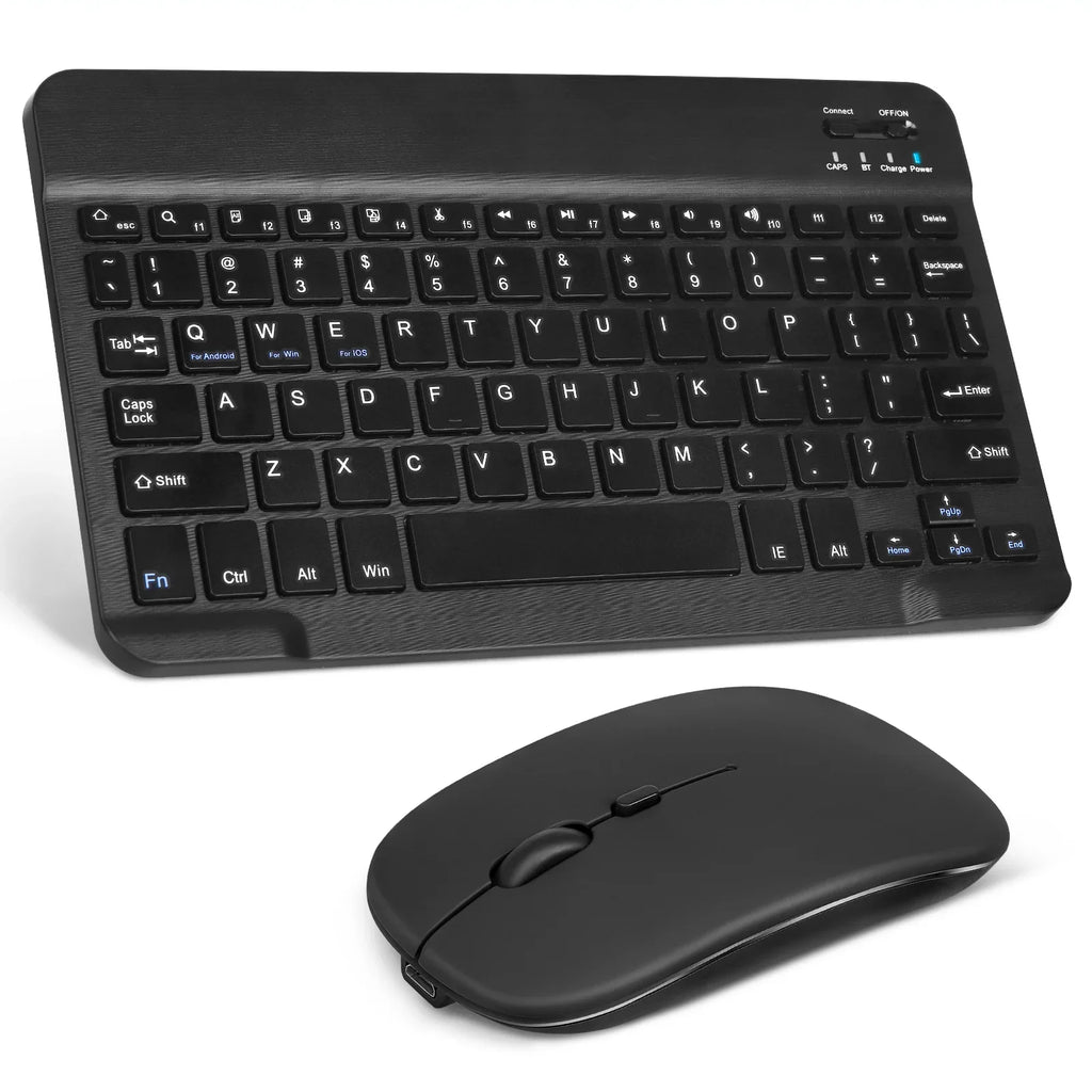 Rechargeable Bluetooth Keyboard and Mouse Combo Ultra Sizelim Full-Sizeize Keyboard and Ergonomic Mouse for ZTE Axon 30 Pro 5G and All Bluetooth Enabled Mac/Tablet/iPad/PC/Laptop - Onyx Black