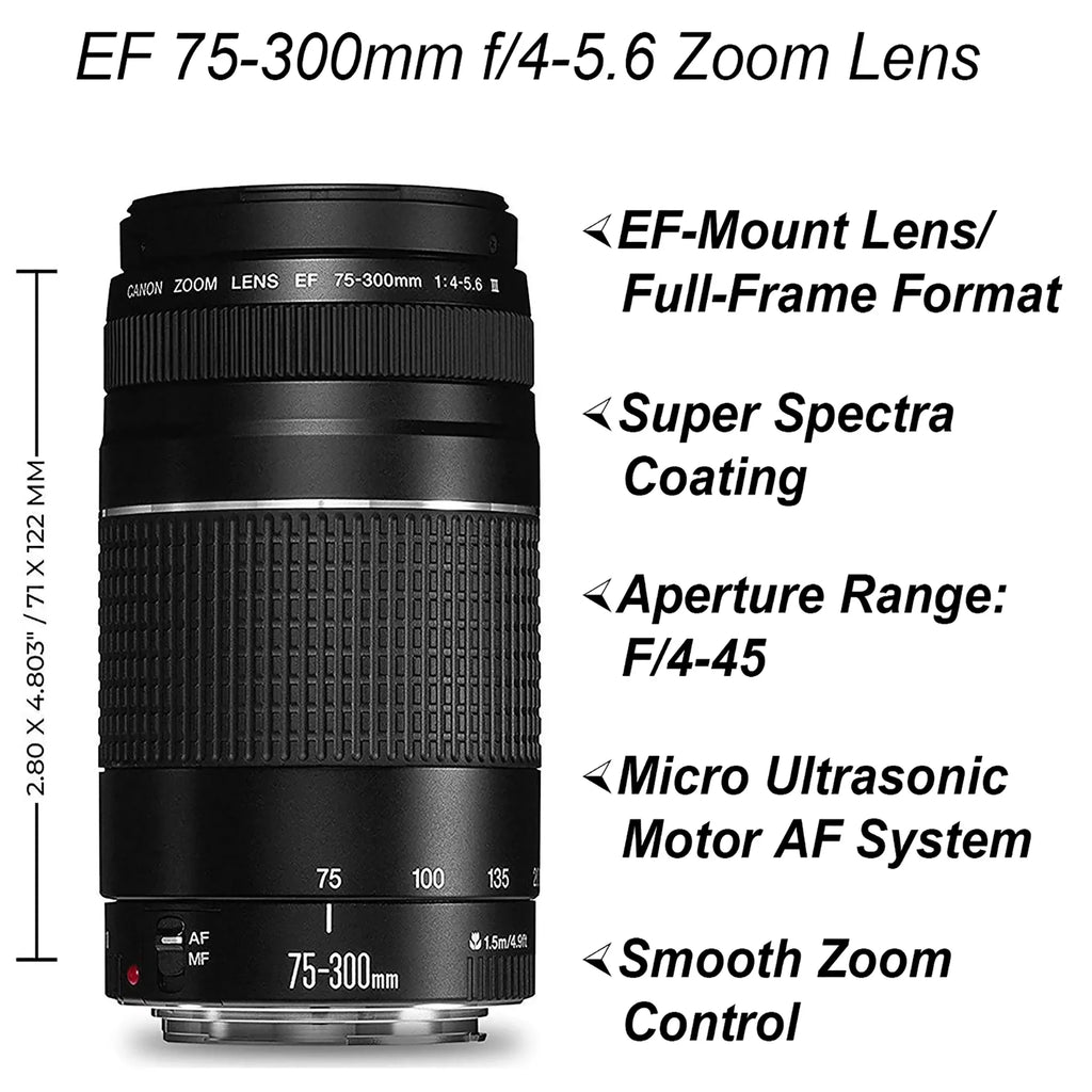 Canon EOSize 5D Mark IV DSizeLR Camera with 24-105mm + 75-300mm Lens + 2 Pack SizeanDisk 128GB + Backpack + ZeeTech Accessory Bundle
