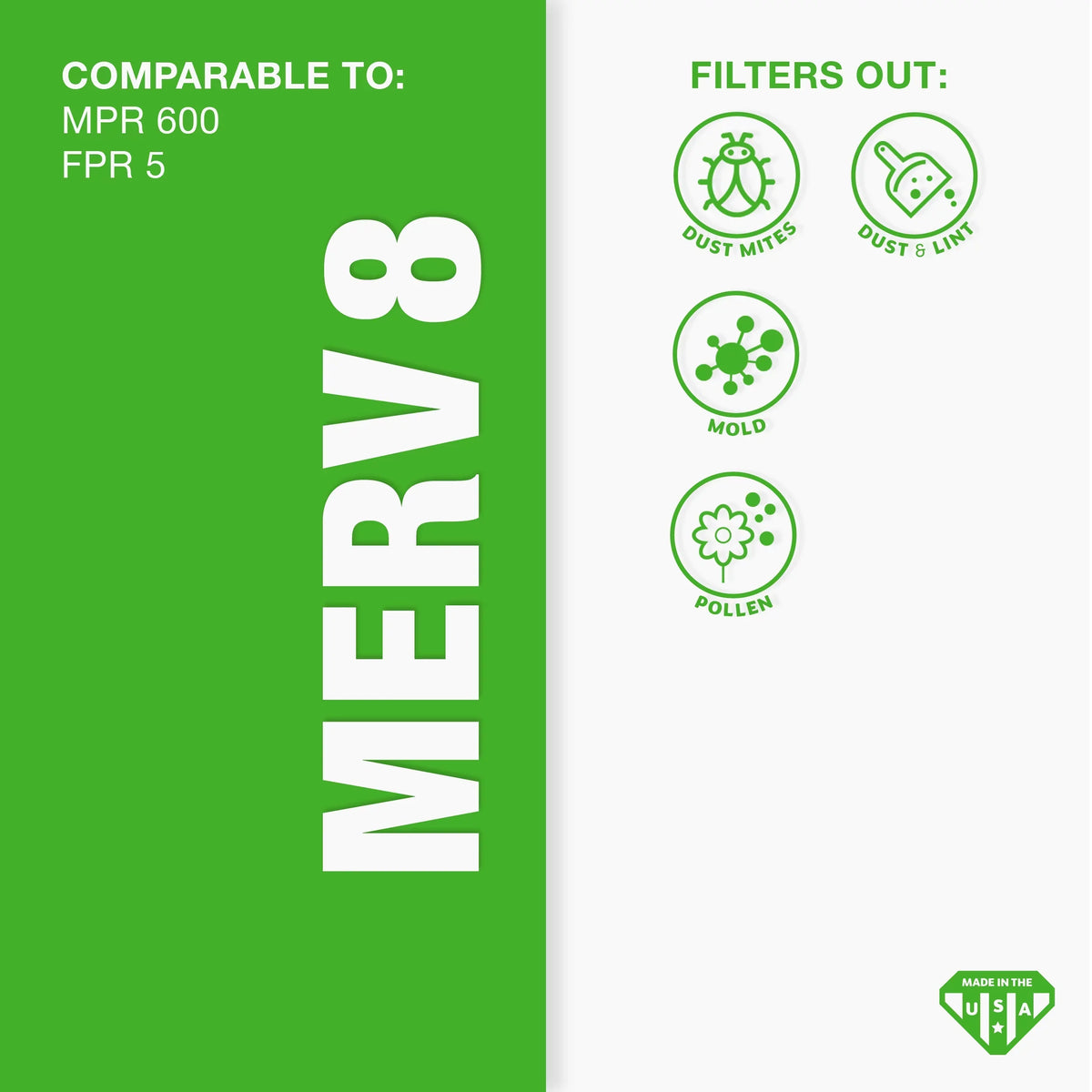 Aerostar 20x25x1 MERV 8, Air Filter, 20x25x1, Box of 4