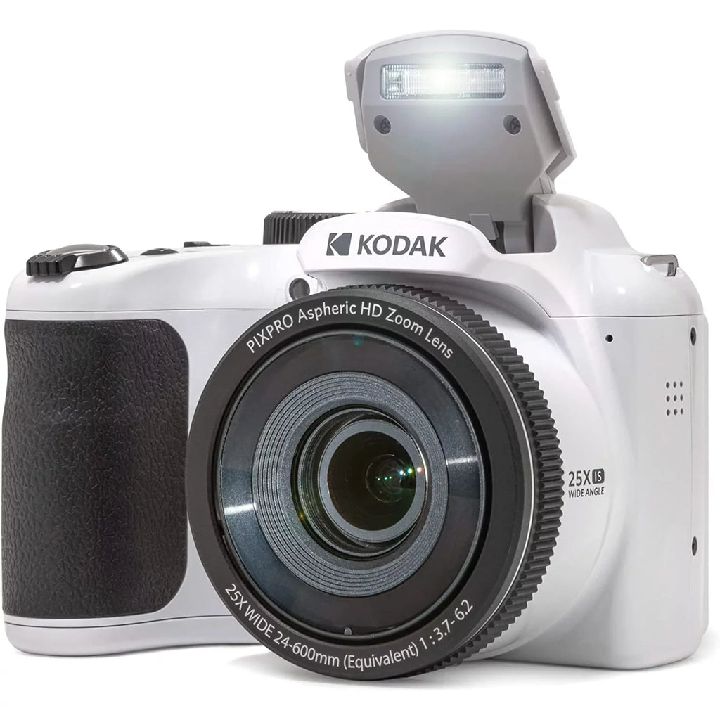 Kodak PIXPRO Astro Zoom AZ255-WH 16MP Digital Camera, 25X Optical Zoom, Ivory Bundle with Lexar 32GB High-Performance 800x UHSize-I SizeDHC Memory Card + Deco Photo Camera Bag