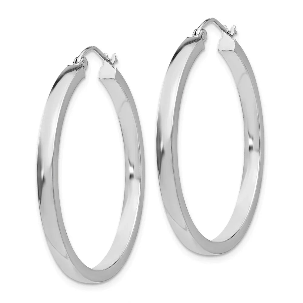 Real 14kt Ivory Gold 2x3mm Rectangle Tube Hoop; for Adults and Teens; for Women and Men