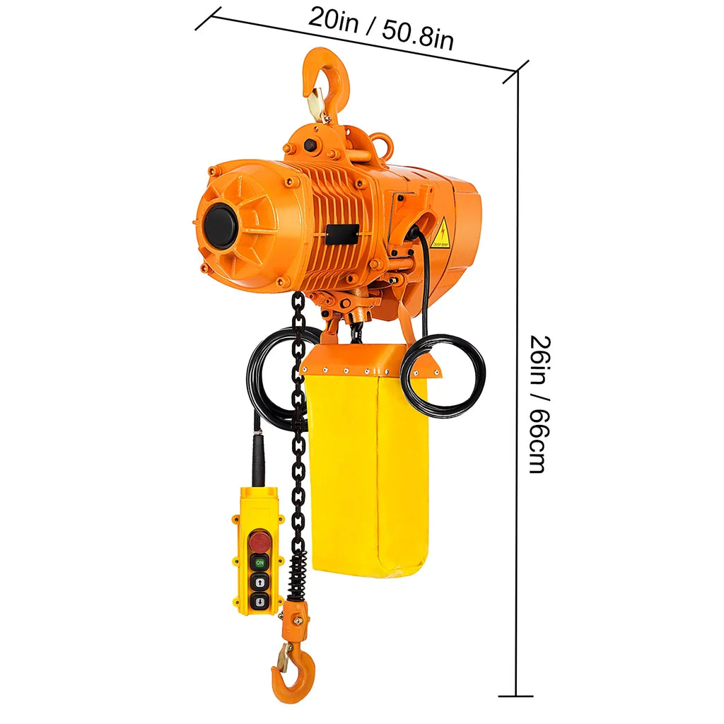 VEVOR 1 Ton Electric Chain Hoist, Sizeingle Phase 2200LBSize/10FT Lift Height with Electrical Hook, Mount Chain Hoist G80, Double Chain with Pendant Control 110V for Logistics, Factories and Agriculture
