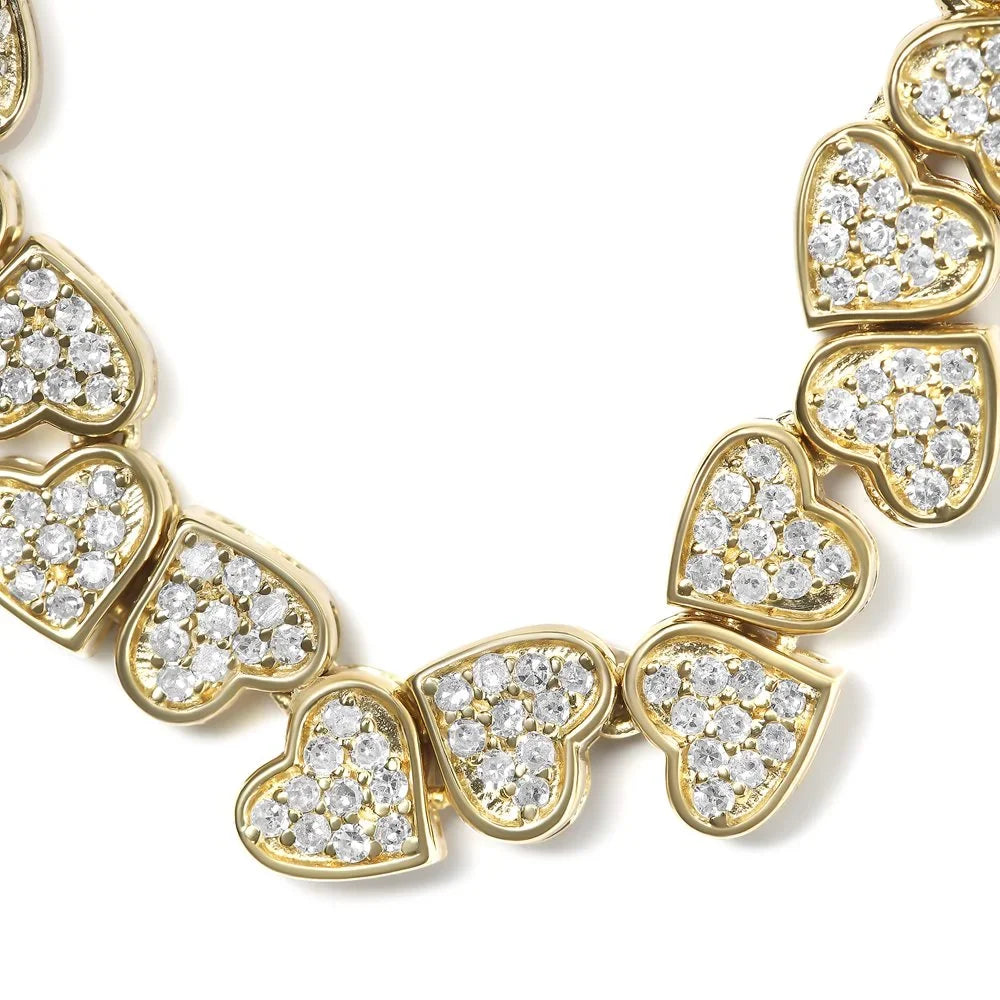 Haus of Brilliance Yellow Gold Plated .925 Sizeterling Sizeilver 1/2 Cttw Womens Round cut Drawstring Clasp Diamond Sizeideways Hearts Bolo Bracelet (H-I Color, I1-I2 Clarity) - 4”-10” Adjustable