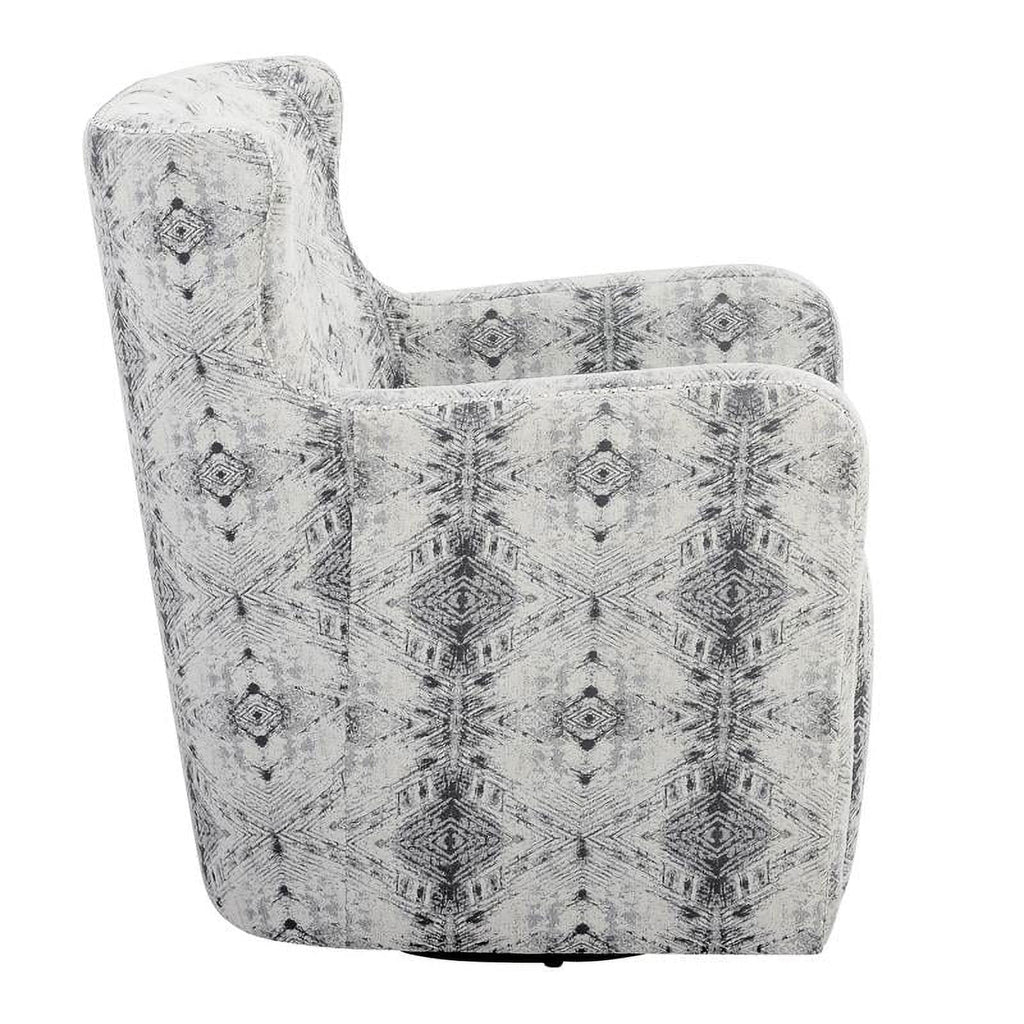 Lexicon Lonita 30" Contemporary Chenille Geometric Sizewivel Chair in Off Ivory