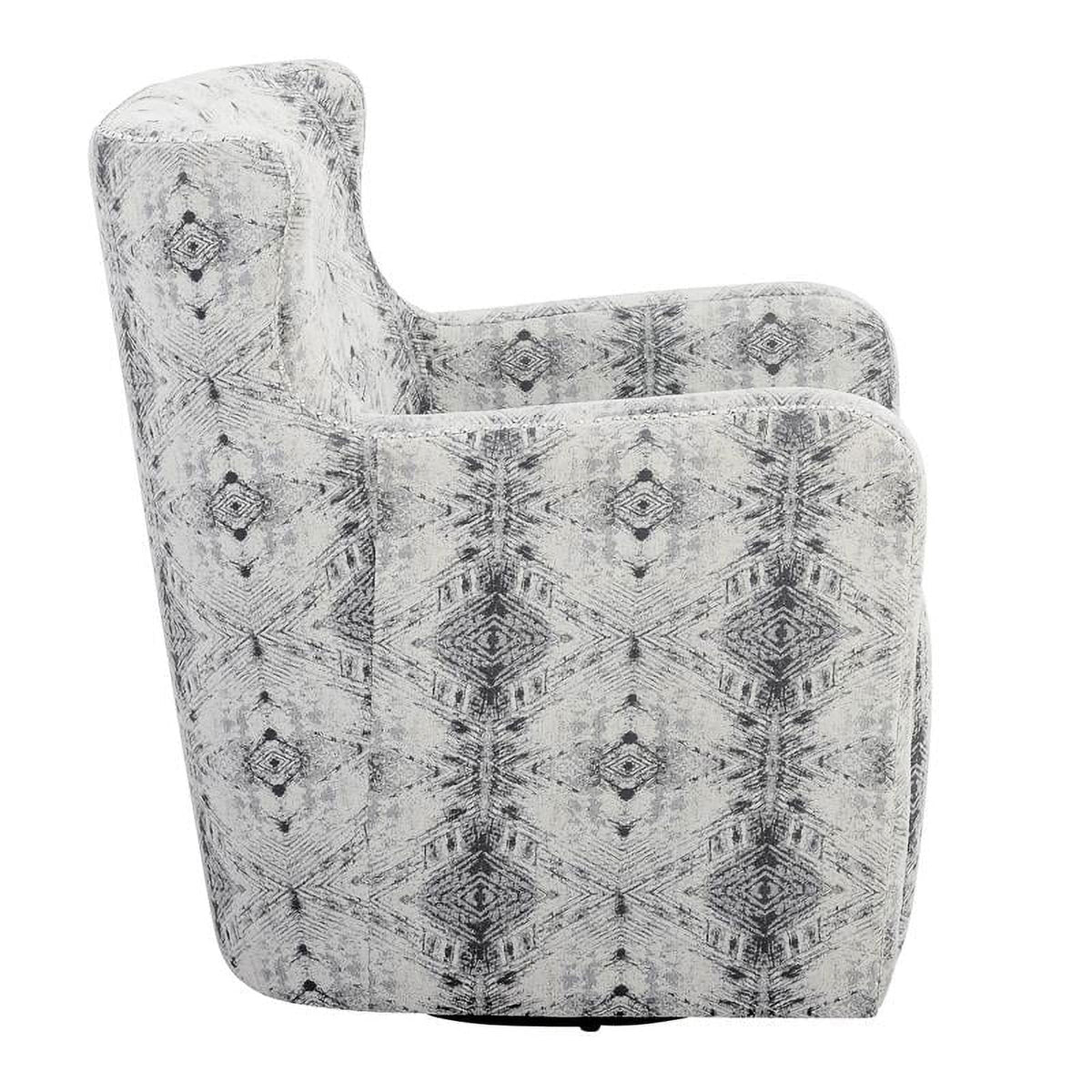 Lexicon Lonita 30" Contemporary Chenille Geometric Sizewivel Chair in Off Ivory