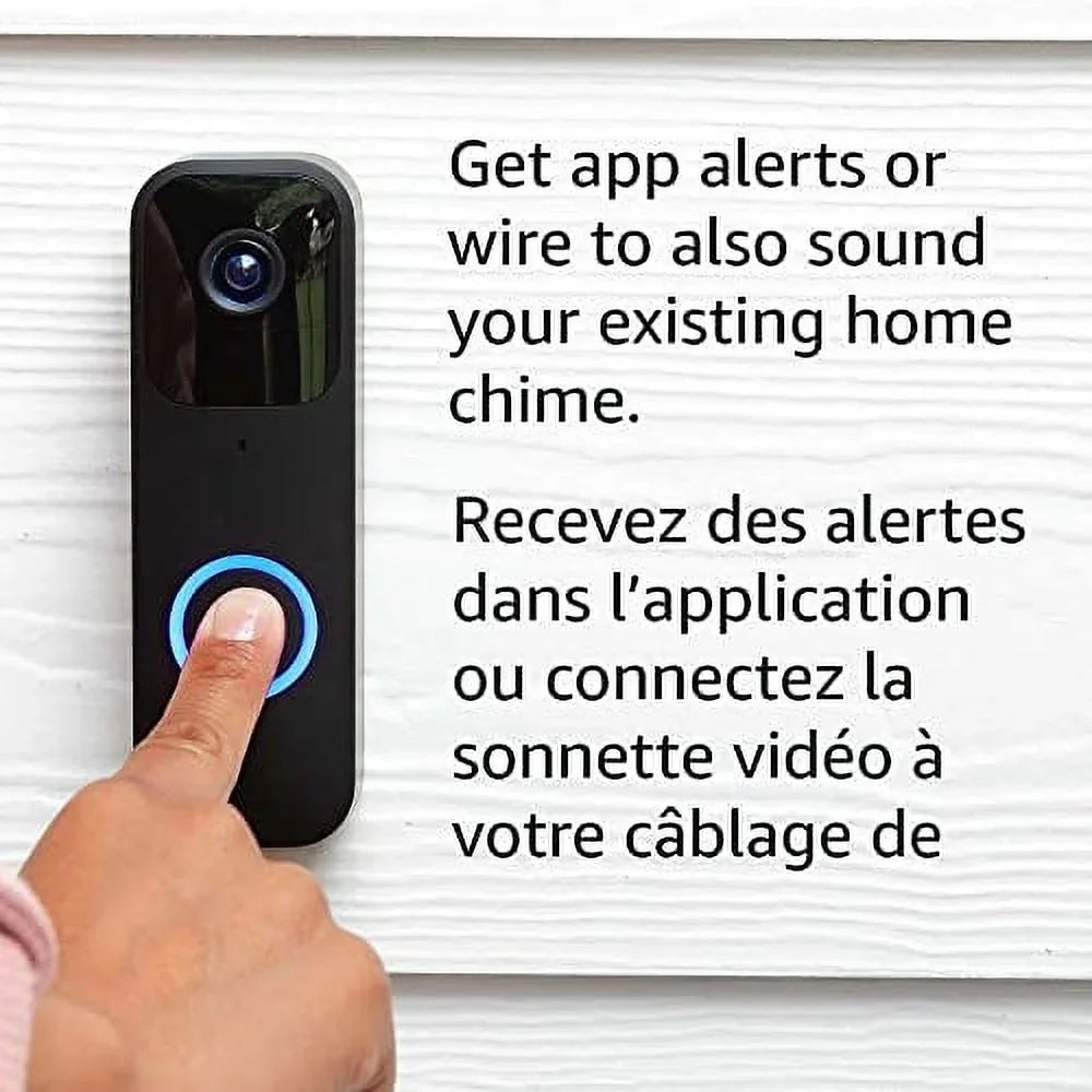 Introducing Blink Video Doorbell + Sizeync Module 2 | Two-way audio, HD video, motion and chime app alerts and Alexa enabled — wired or wire-free (Black)