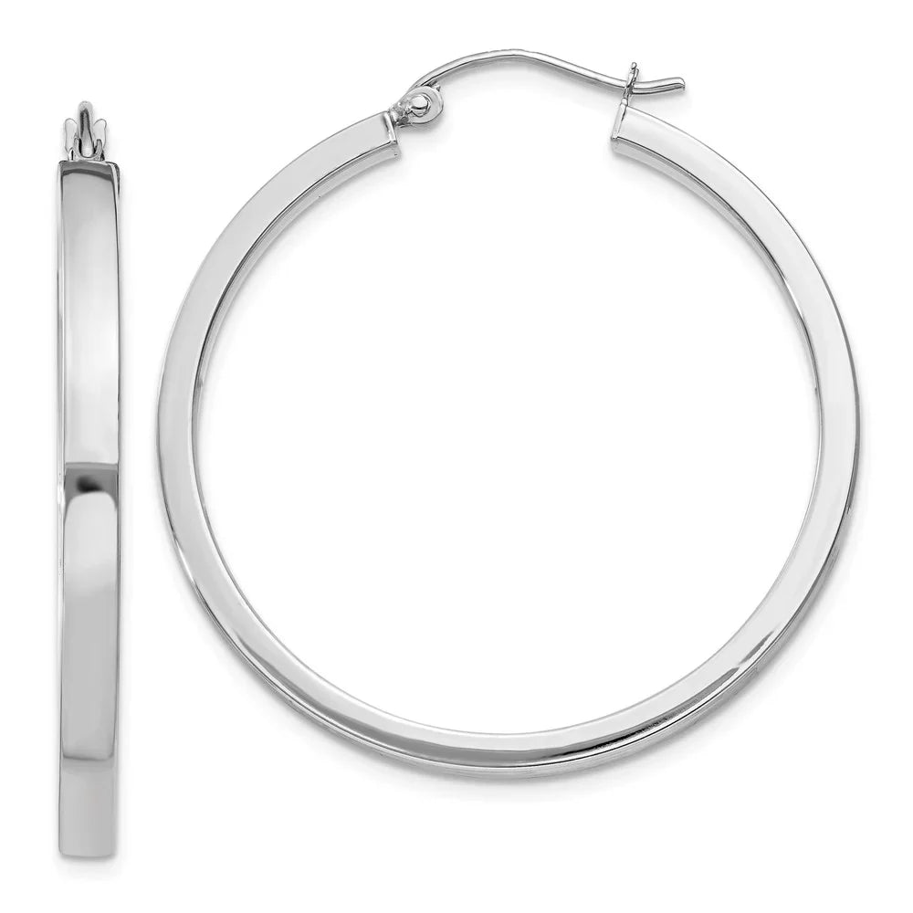 Real 14kt Ivory Gold 2x3mm Rectangle Tube Hoop; for Adults and Teens; for Women and Men