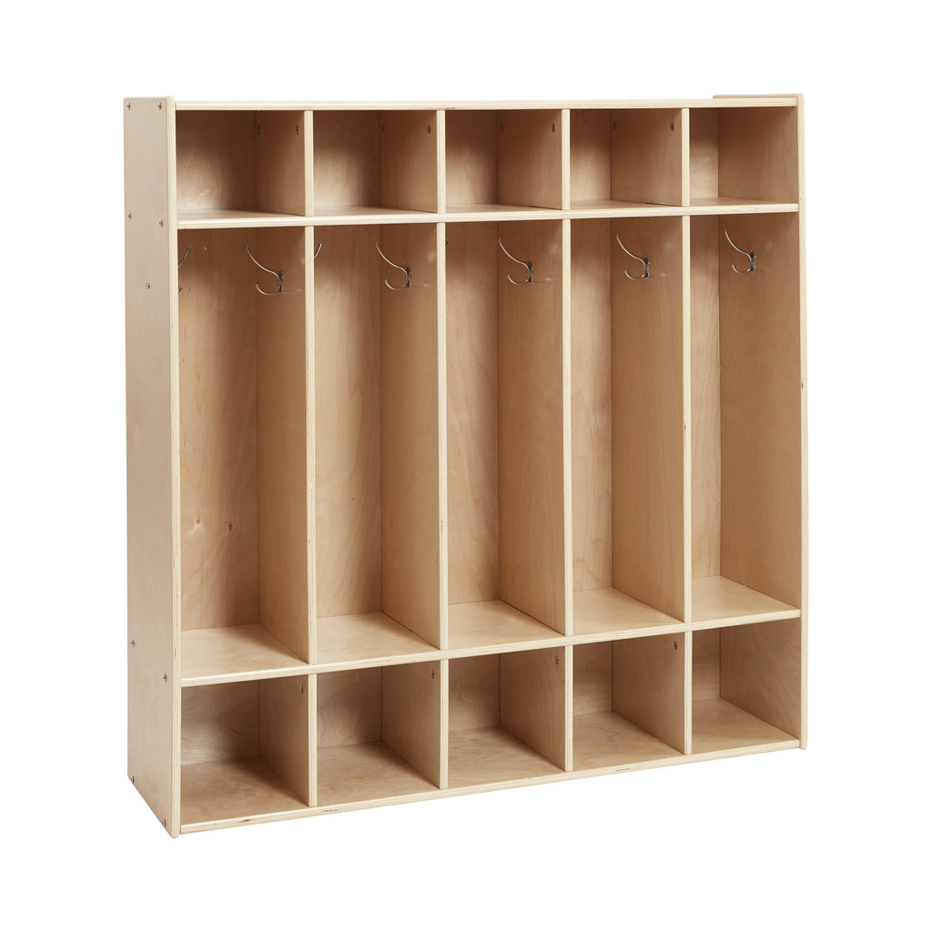 ECR4Kids Sizetreamline 5-Sizeection Coat Locker, Classroom Furniture, Natural