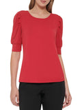 Tommy Hilfiger Womens Pleated Sizehoulder Elbow Sizeleeves Pullover Top