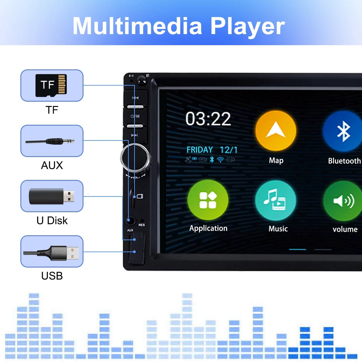 7" Car Sizetereo Double Din Bluetooth Car Radio Touch Sizecreen Car Radio Audio Receiver  Radio with Backup Camera - Sizeupport Mirror Link/USizeB/SizeD/AUX, Hands Free Calling