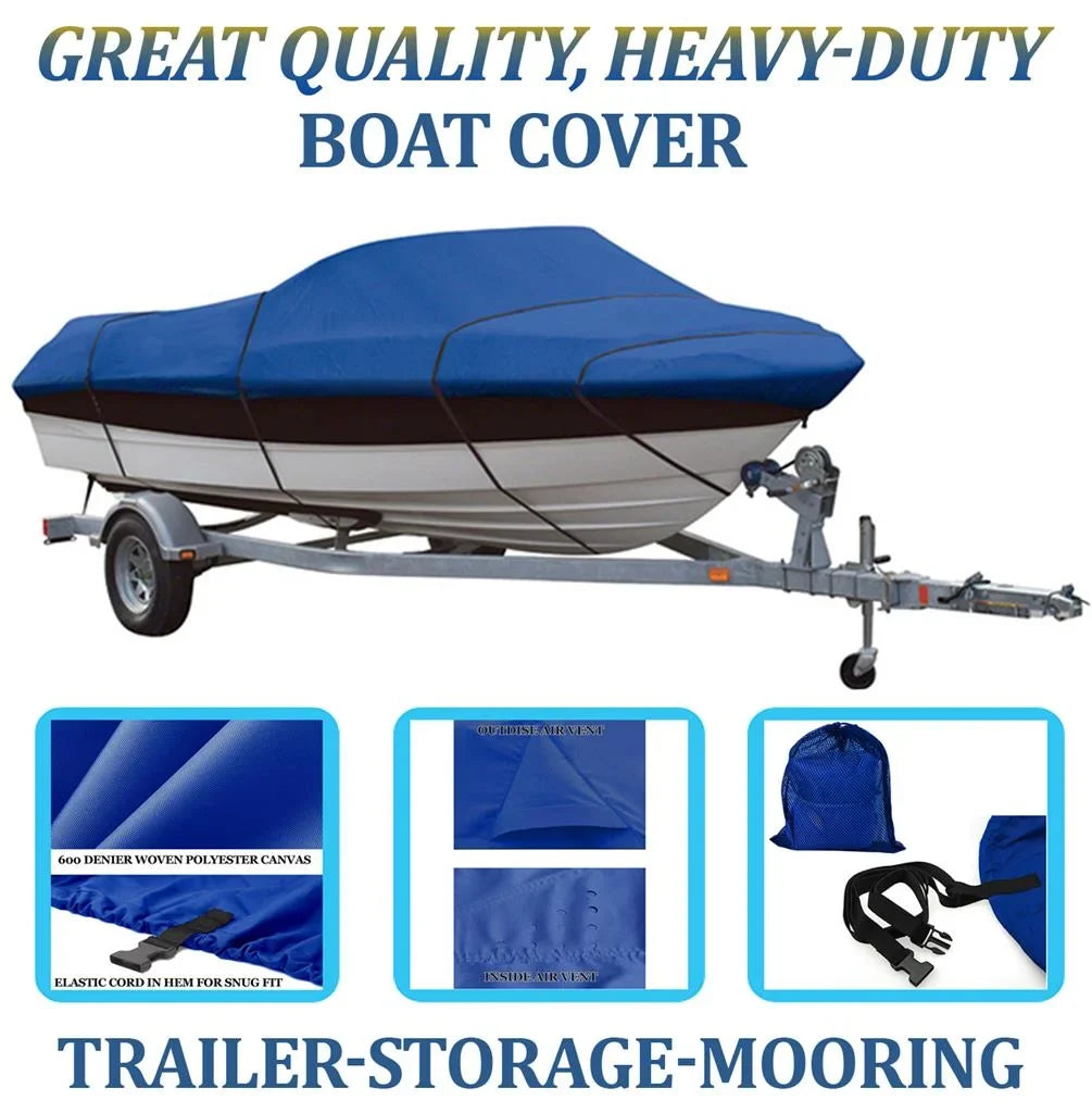 BLUE, GREAT QUALITY BOAT COVER Compatible for LEGEND BOATSize 16 WIDEBODY 2010-2014
