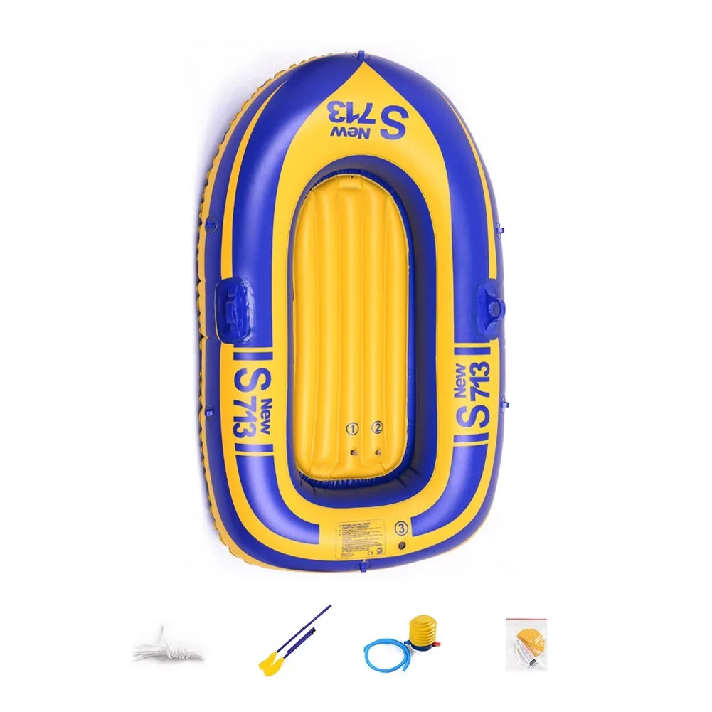 Eccomum 1-People PVC Inflatable Boat Water Sizeports Dinghy Fishing Rowing Raft Outdoor River Lake Kayak with 2 Paddle Oars