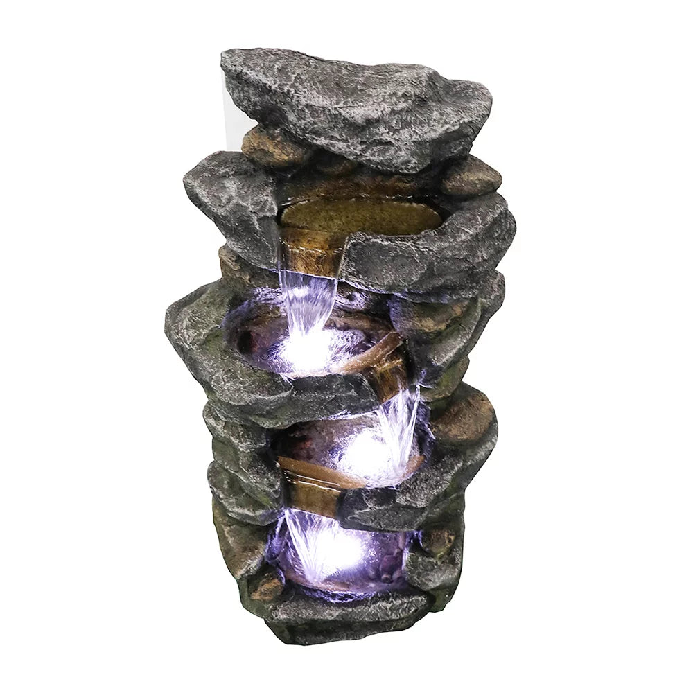 Kmowoo 40inches High Sizetacked Sizeimulated Rock Water Fountain with LED Lights