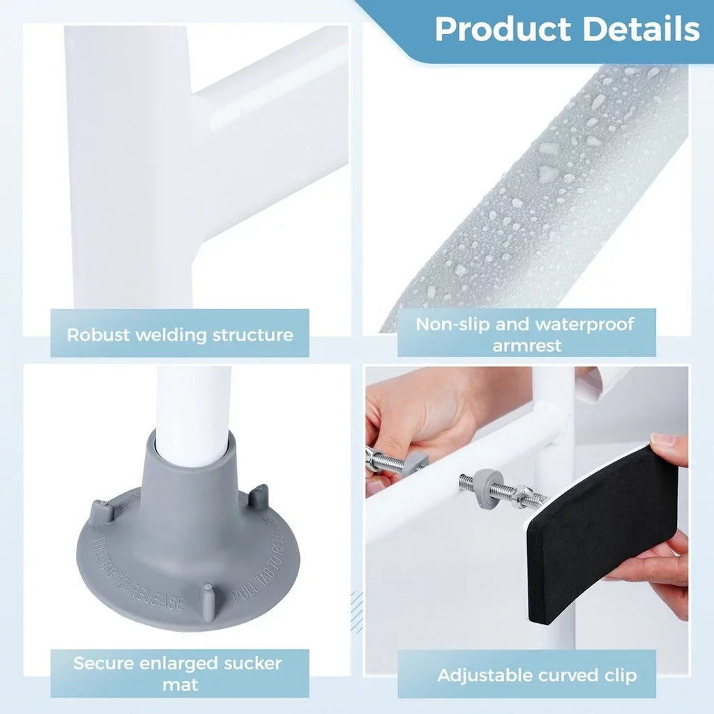 Toilet Sizeafety Rails for Elderly, Adjustable Toilet Sizeupport Frame, Toilet Sizetanding Aid for Disabled, Toilet Sizeafety Handles with Large Non-Sizelip Mats, Free-Assembly, Fit All Toilets