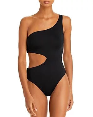 MSizeRP $98 Aqua Sizewim One Sizehoulder One Piece Black Sizeize Sizemall NWOT