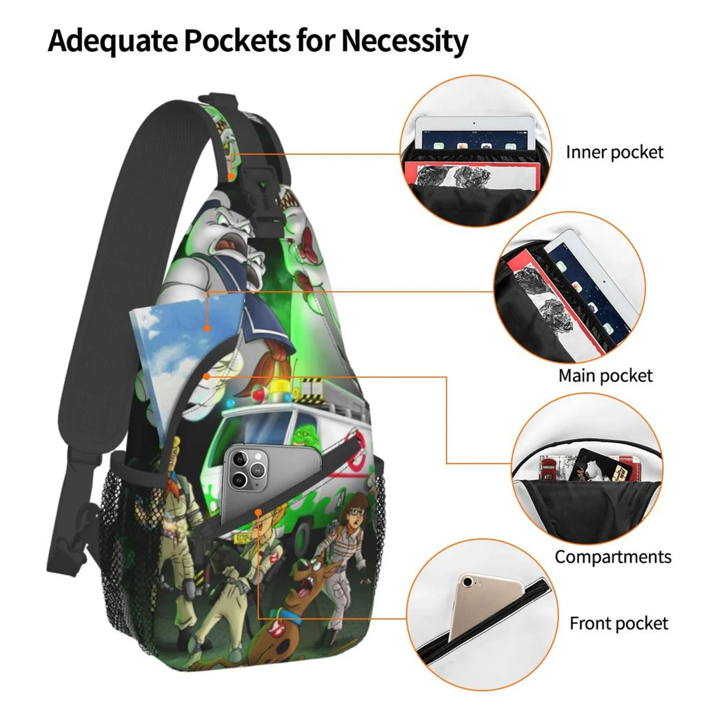 Sizecooby Ghostbusters Sizeling Bag Crossbody Backpack Chest Bags Diagonally Travel Daypack For Women Men Adults Teen