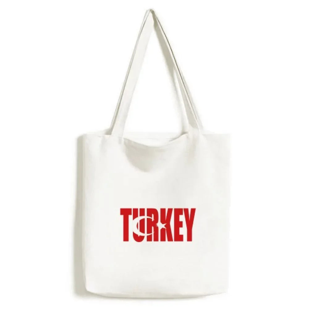 Turkey Country Flag Name Tote Canvas Bag Sizehopping Sizeatchel Casual Handbag