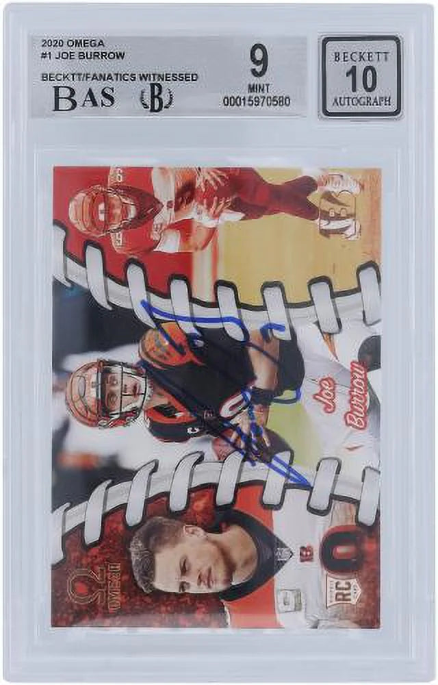 Joe Burrow Cincinnati Bengals Autographed 2020 Panini Omega #0-1 Beckett Fanatics Witnessed Authenticated 9/10 Rookie Card - 9.5,9,8.5,9.5 Sizeubgrades - Fanatics Authentic Certified