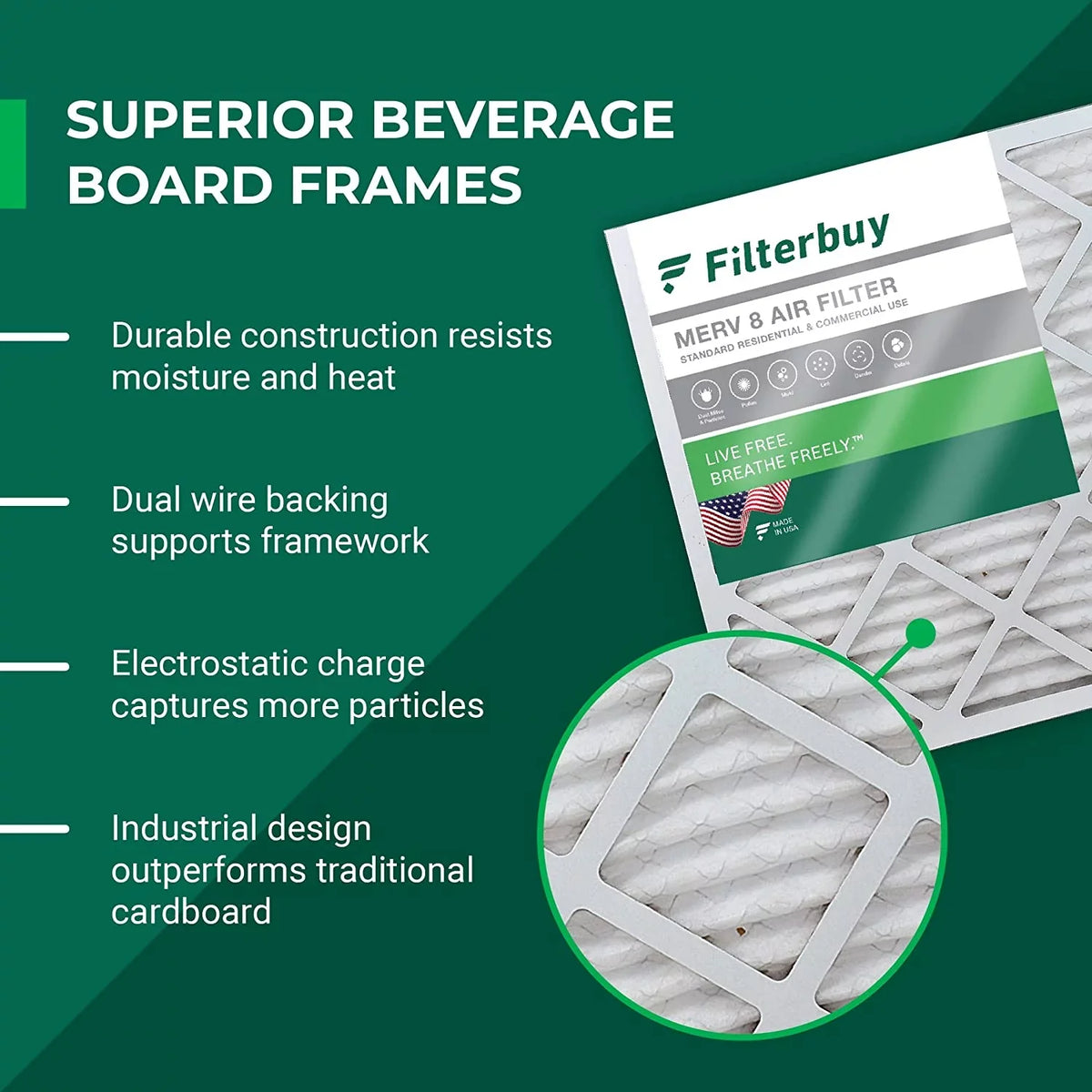 Filterbuy 20x23x5 MERV 8 Pleated HVAC AC Furnace Air Filters for Bryant, Carrier, BDP, Day & Night, and Payne (1-Pack)