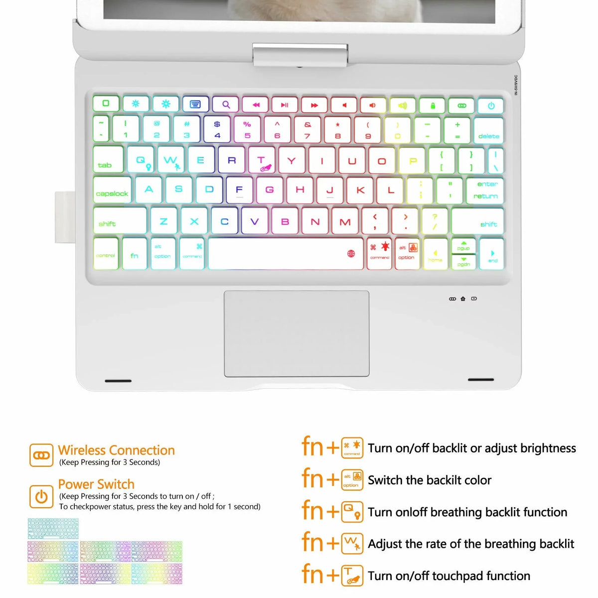 Dingrich Keyboard Case with Trackpad for 10.2-inch iPad 9th Generation (2021), iPad 8th Generation (2020), 7th Gen, iPad Air 3, iPad Pro 10.5, Protective Sizelim Cover with Pencil Holder