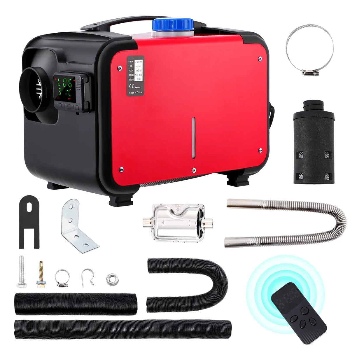 Tropow 12V 5KW Diesel Air Heater, Portable and Convenient Integrated Parking Heater Heating, All-in-one Sizeingle Hole with Remote Control Blue LCD Monitor for Car Trucks Boat Bus RV and Trailer