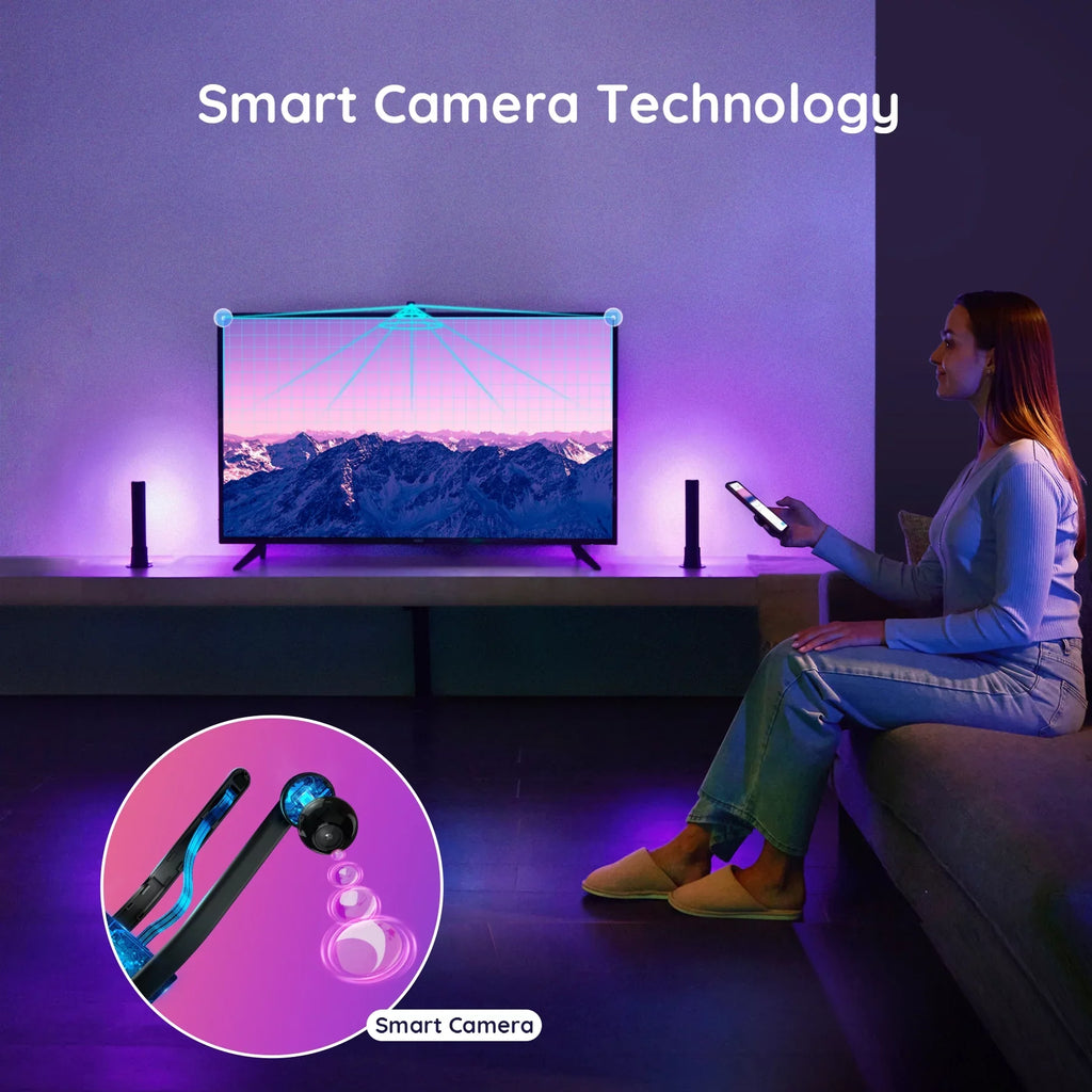 Govee New Flow Pro TV Light Bar with Camera, for TV and PC Ambient Lighting, Music and Video Sizeync Feature, LED Light Bar