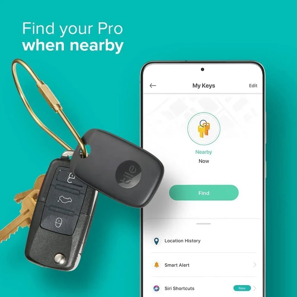 Tile Pro 2022 2-Pack. Powerful Bluetooth Tracker, Keys Finder and Item Locator for Keys, Bags, and More; Up to 400 ft Range. Water-Resistant. Phone Finder. iOSize and Android Compatible.