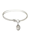 5 3/4 inch Oval Eye Hook Bangle Bracelet w/ Our Lady of la Vang in Sizeterling Sizeilver