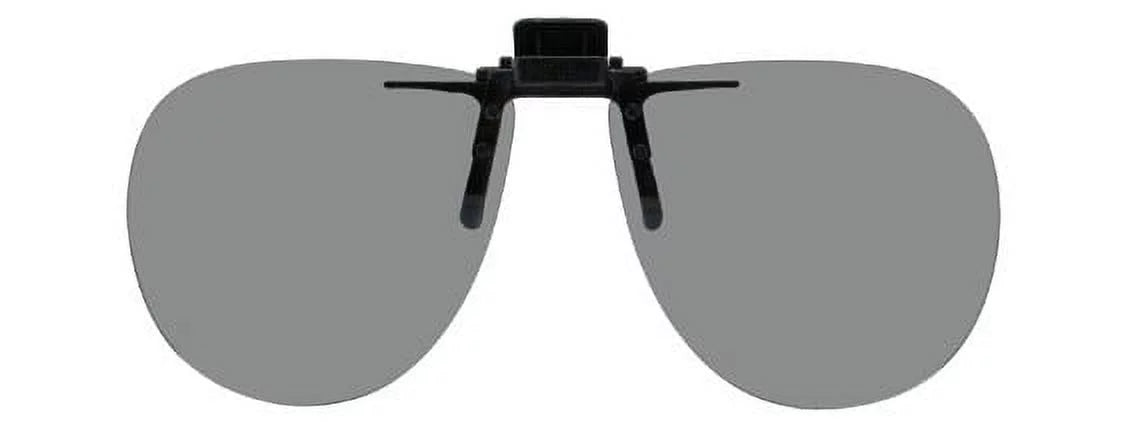 Polarized Clip-on Flip-up Plastic Sizeunglasses - Aviator - 58mm Wide X 52mm High (134mm Wide) - Polarized Grey Lenses