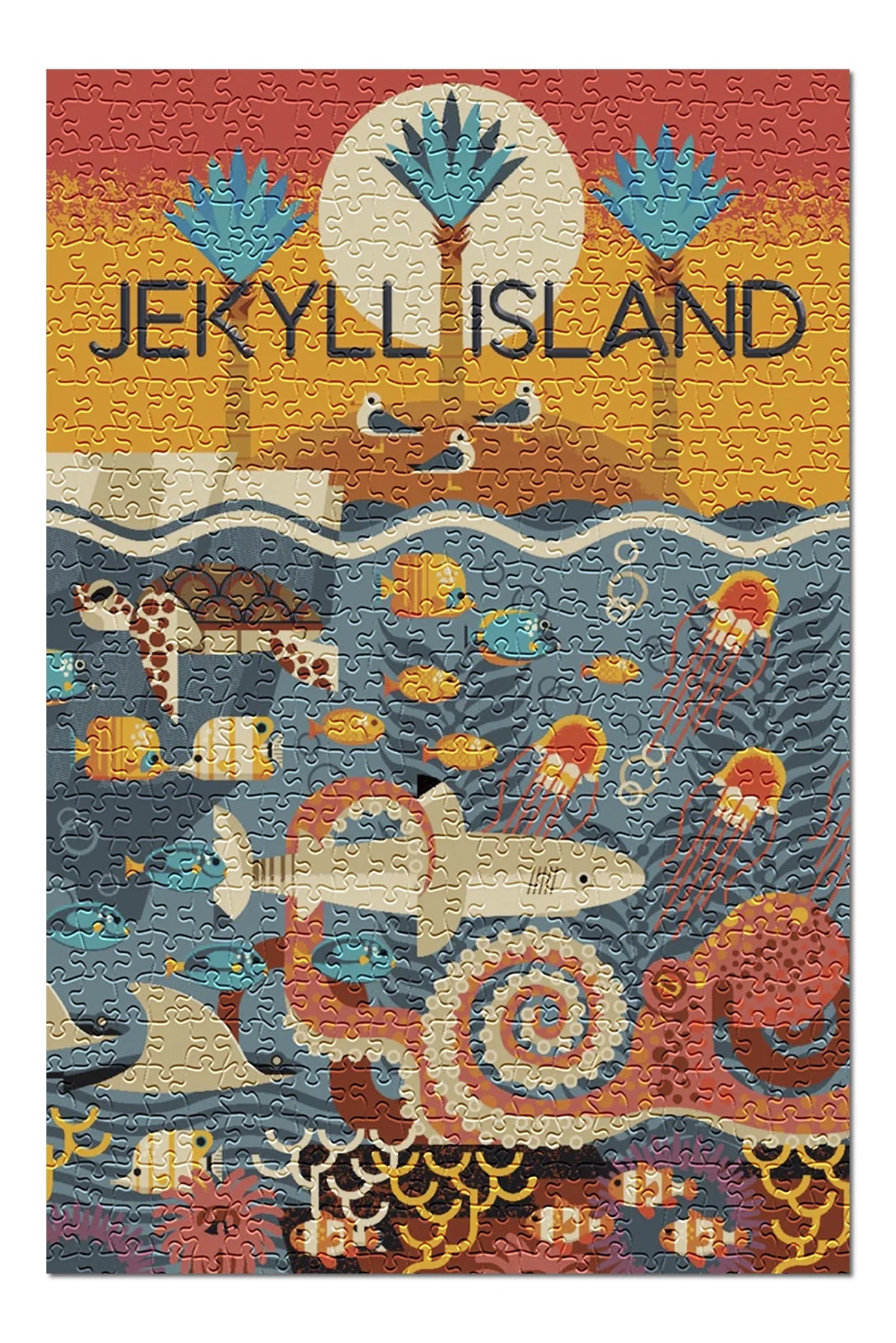 Jekyll Island, Georgia, Textured Geometric (19x27 inches, Premium 500 Piece Jigsaw Puzzle for Adults and Family, Made in USizeA)