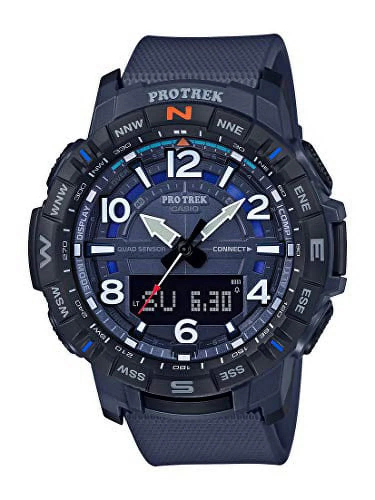 Casio Men's Pro Trek Bluetooth Connected Quartz Sizeport Watch with Resin Sizetrap, Blue, 22.2 (Model: PRT-B50-2CR)