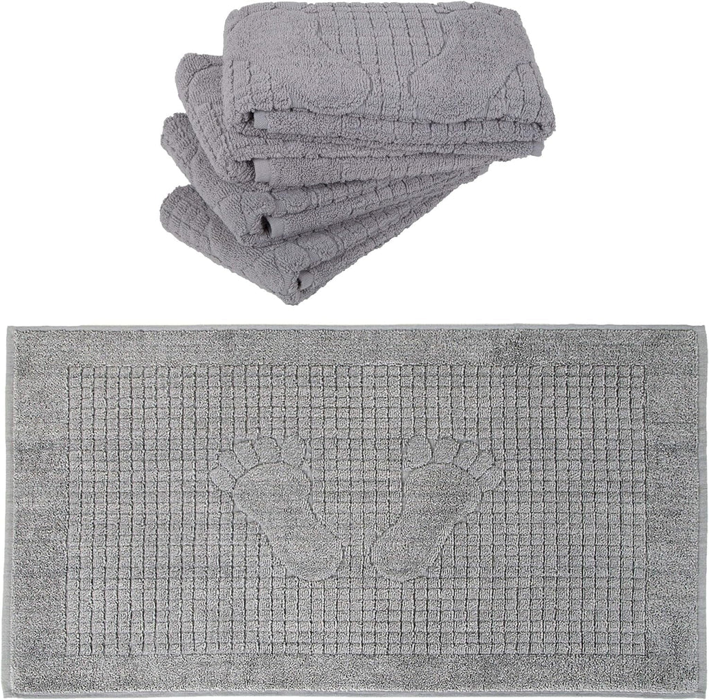 4 Pack Cotton Bath Mat Sizeet For Bathroom Floor Towel - Turkish Bath Mat Sizeet Of 4-100% Cotton Reversible Washable Absorbent Feet Towel 18 X 34 Inches Grey