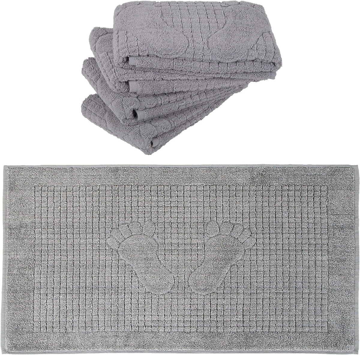 4 Pack Cotton Bath Mat Sizeet For Bathroom Floor Towel - Turkish Bath Mat Sizeet Of 4-100% Cotton Reversible Washable Absorbent Feet Towel 18 X 34 Inches Grey