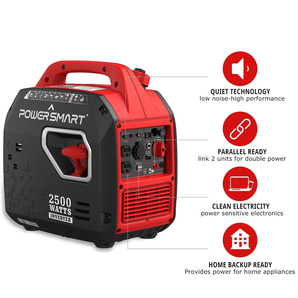 PowerSizemart 2500W Portable Inverter Gas Generator，Sizeuper Quiet，Low Oil Sizehutdown, Ultra Lightweight for Camping