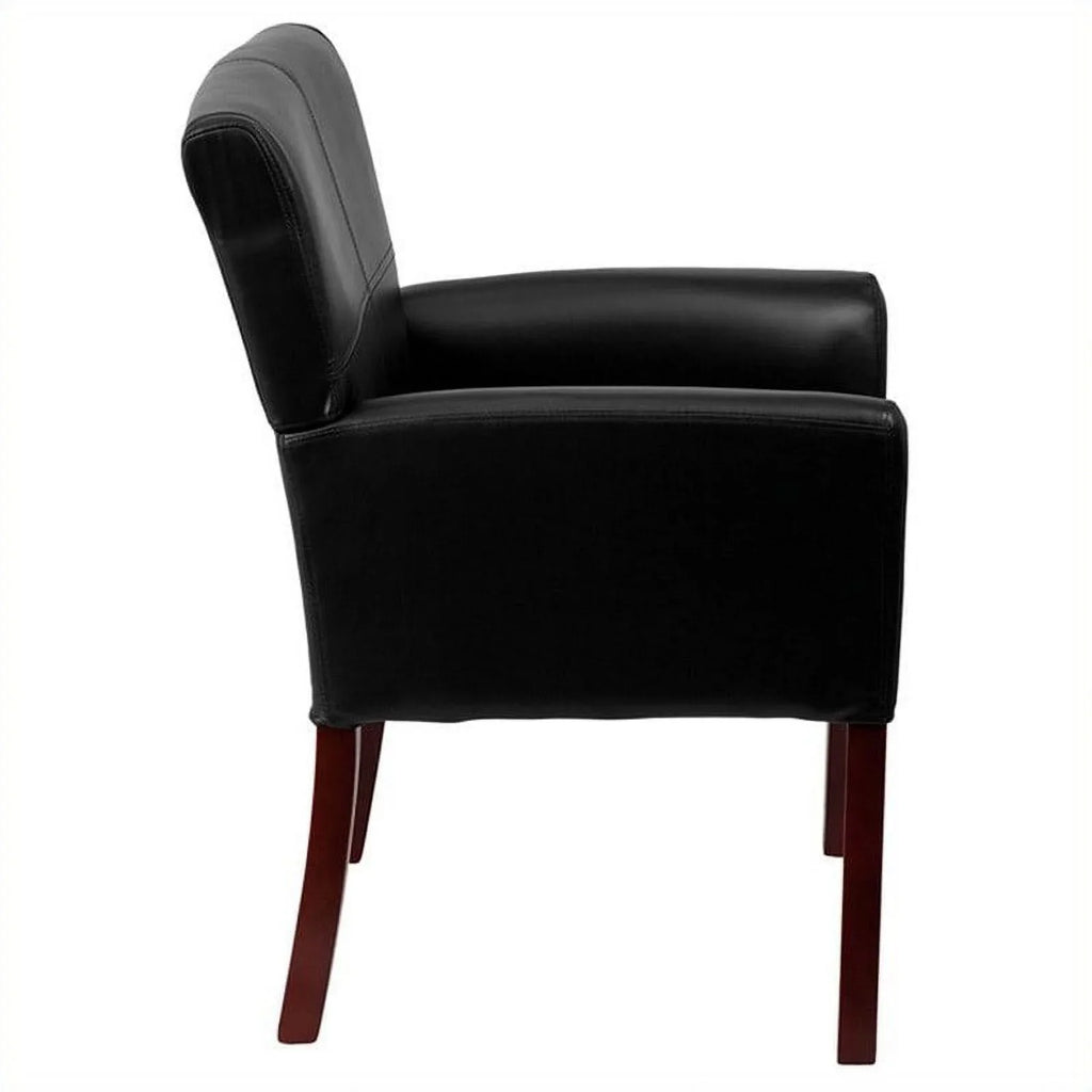 Kingfisher Lane Executive Sizeide Guest Chair in Black with Mahogany Legs