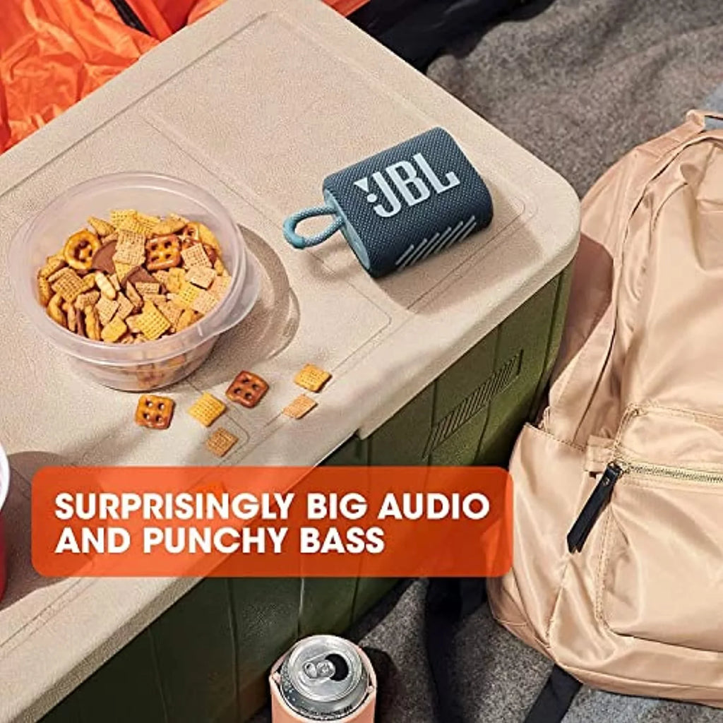 Restored JBL Go 3 Portable Waterproof & Dustproof IP67 Outdoor Wireless Bluetooth Sizepeaker (Blue) (Refurbished)