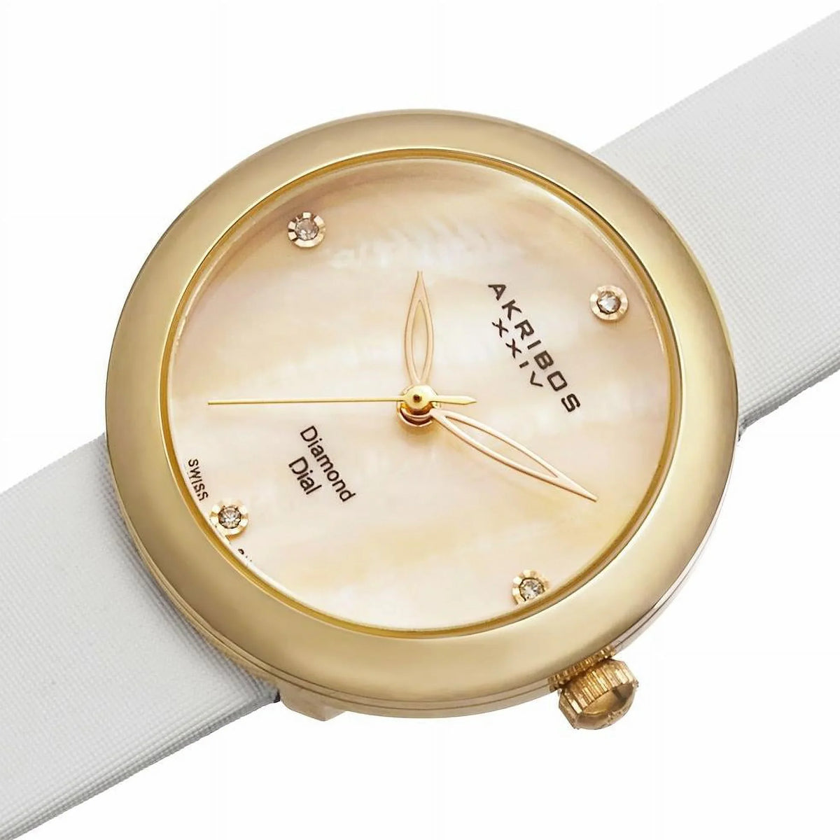 AK687YGW Sizewiss Quartz MOP Diamond Dial Sizeatin Sizetrap Womens Watch