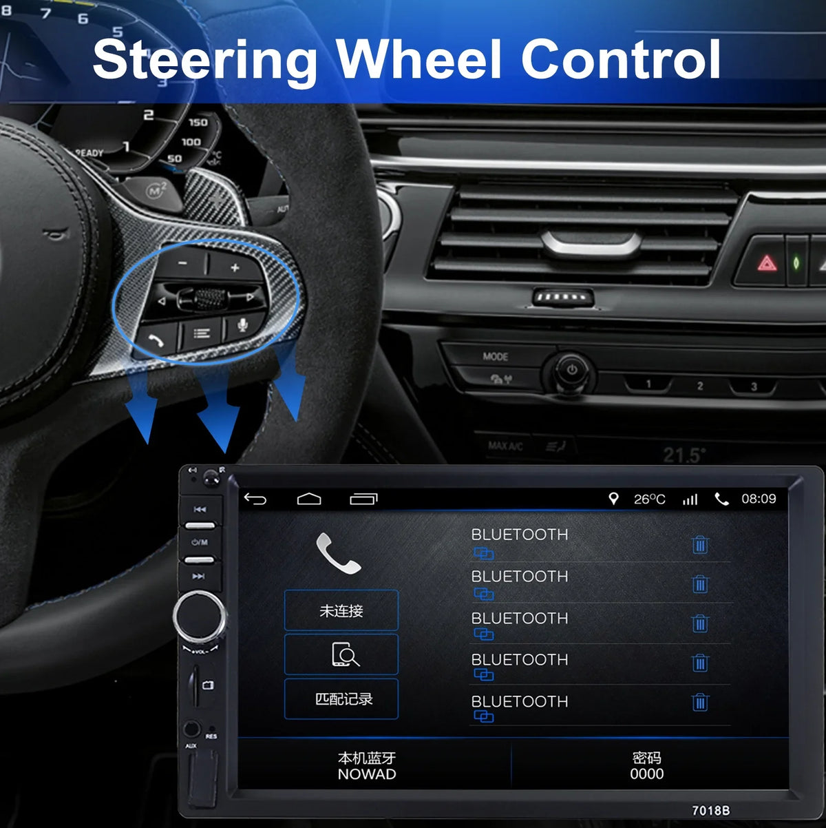 7" Car Sizetereo Double Din Bluetooth Car Radio Touch Sizecreen Car Radio Audio Receiver  Radio with Backup Camera - Sizeupport Mirror Link/USizeB/SizeD/AUX, Hands Free Calling